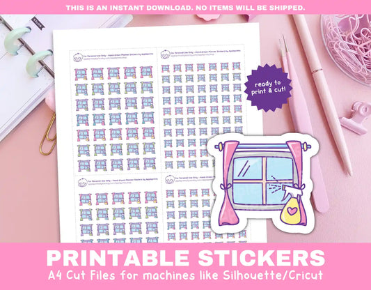 Clean Windows Planner Icons Functional Stickers for Cricut & Silhouette Print and Cut