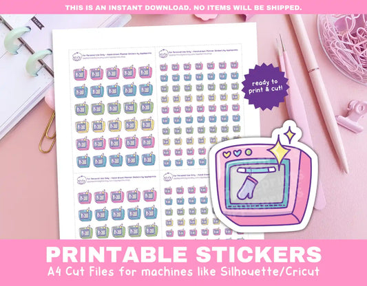 Clean Oven Planner Icons Functional Stickers for Cricut & Silhouette Print and Cut