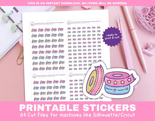 Washi Tape Planner Icons Functional Stickers for Cricut & Silhouette Print and Cut