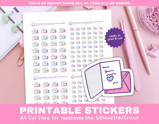 Write and Send Card Planner Icons Functional Stickers for Cricut & Silhouette Print and Cut