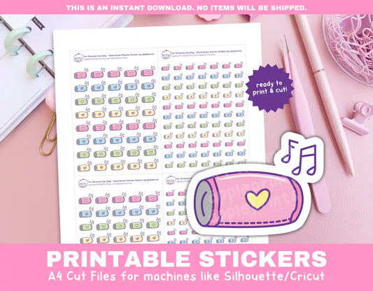 Listen to Music (Speakers) Planner Icons Functional Stickers for Cricut & Silhouette Print and Cut